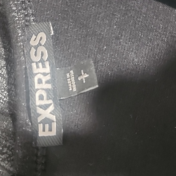 Express Shimmering "Leather Look" Fit And Flare Sleeveless Skater Black Dress. S - Picture 8 of 10